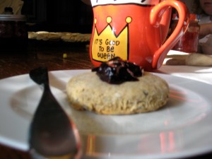 A freshly bakes scone topped with blueberry marmalade is one of my favorite ways to start the day.